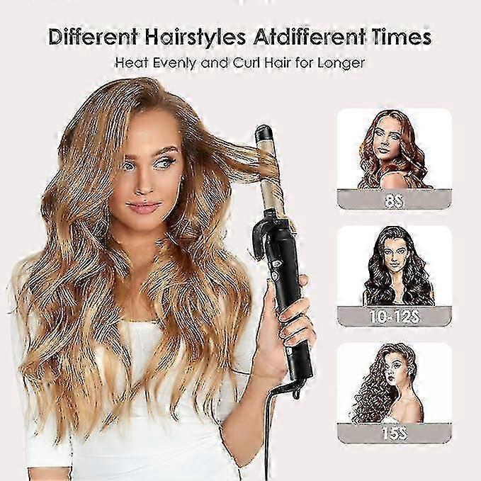 360 Rotating Automatic Hair Curler, 25mm Curling Iron with LCD Display, Adjustable Heat Setting 100-220C, Titanium Curling Iron, Rotating Hair Curler