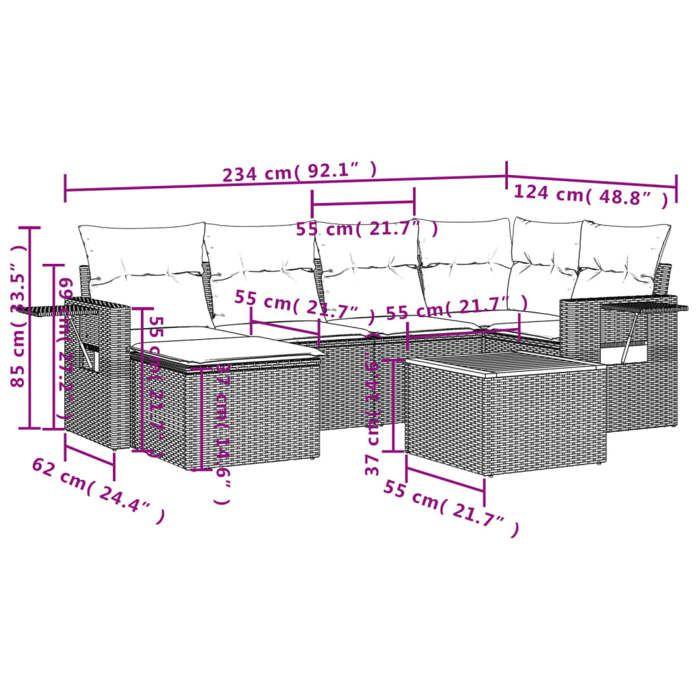 VidaXL Garden Lounge Set with Cushions 7 Pcs, Patio Sofas, Patio Furniture Set, Outdoor Furniture, Grey 3224667