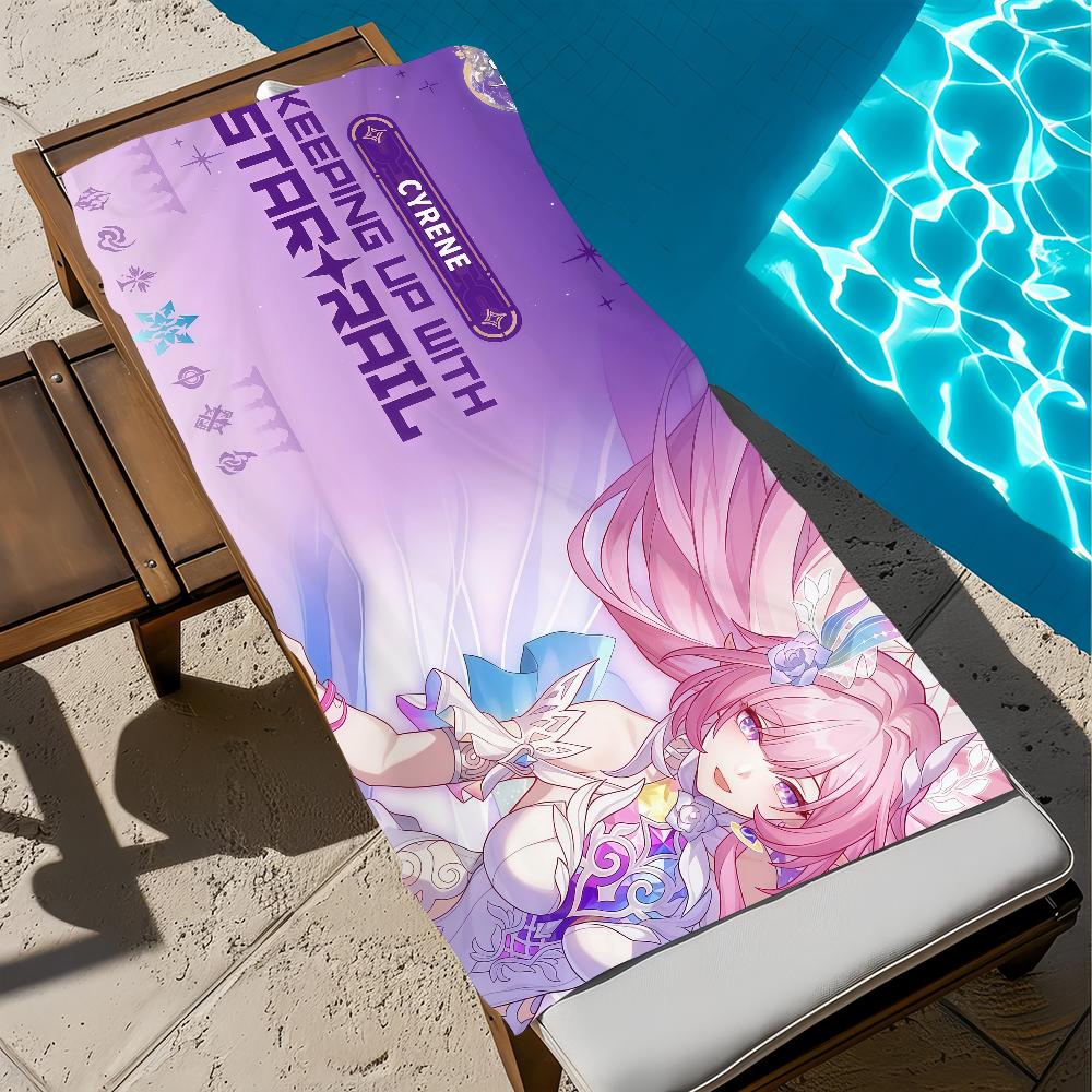 Game Honkai Star Rail Cyrene Towel Beach Bath Quick-Drying Lightweight Portable Sauna Camping Swim Pool Travel