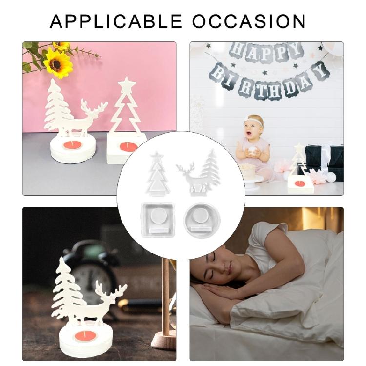 Holiday Themed Silicone Molds for Christmas Candlestick Holders 2 Packs Easy to Demold for Party Decoration Accessory