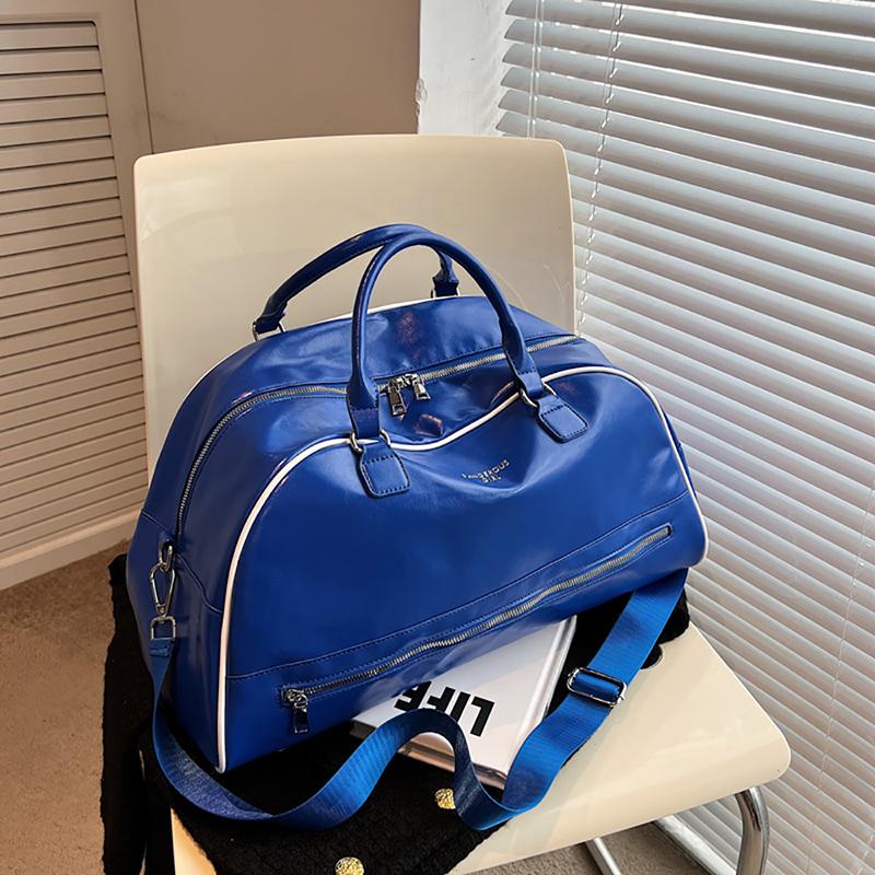 

Модная дорожная сумка большой вместимости с контрастными цветами, повседневная спортивная сумка из масляной вощеной кожи для спортзала, мужская и женская сумка-поп-сумка через плечо