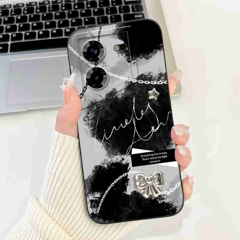Protective Casing For Tecno Pova 5 Pro 5G 6.78" Fashion Girl Flower Love Soft Silicone Cover For Tecno Pova 5Pro 5G Shell Bumper