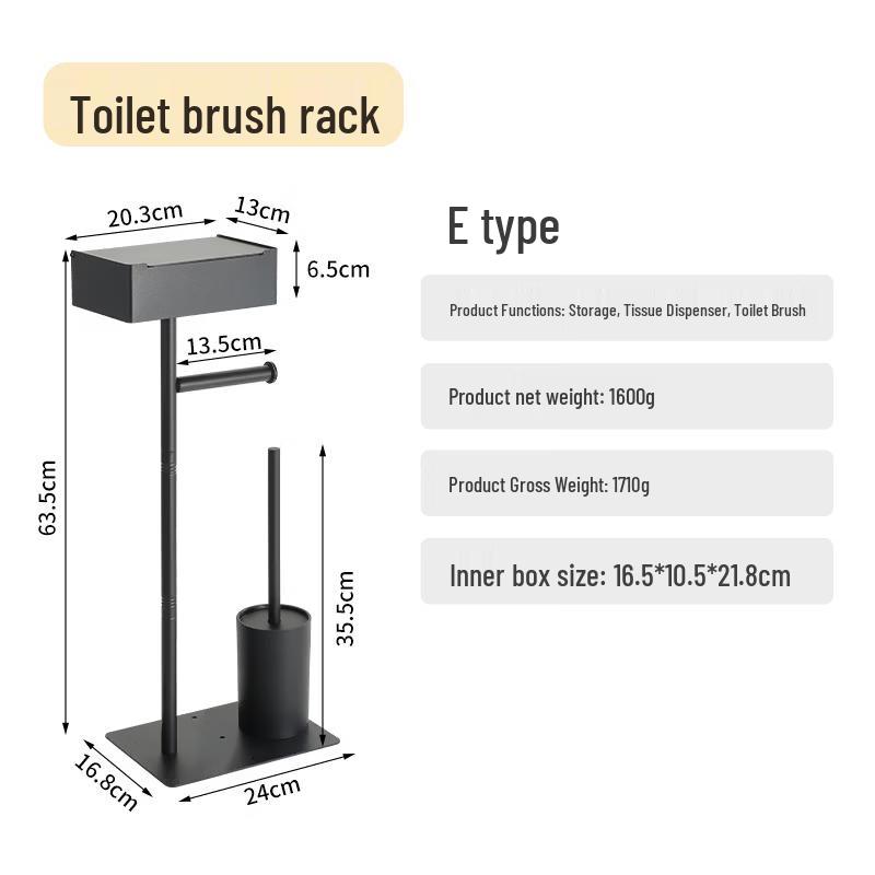 cmaos Stainless Steel Floor-Standing Toilet Paper Holder with Toilet Brush