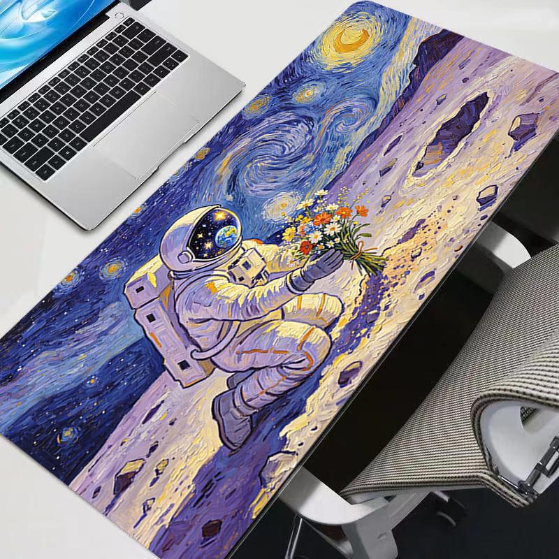 Large Mouse Pad Oil Painting Style Office Desk Mats Gaming Accessories Artistic Style Astronaut MousePads Game Laptop Desk Mat