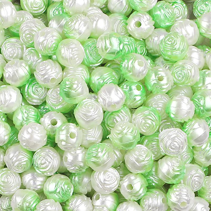 ABS Pearl Rose Flower Beads 8mm Floral Charms for DIY Jewelry Craft 100 Pcs/Bag