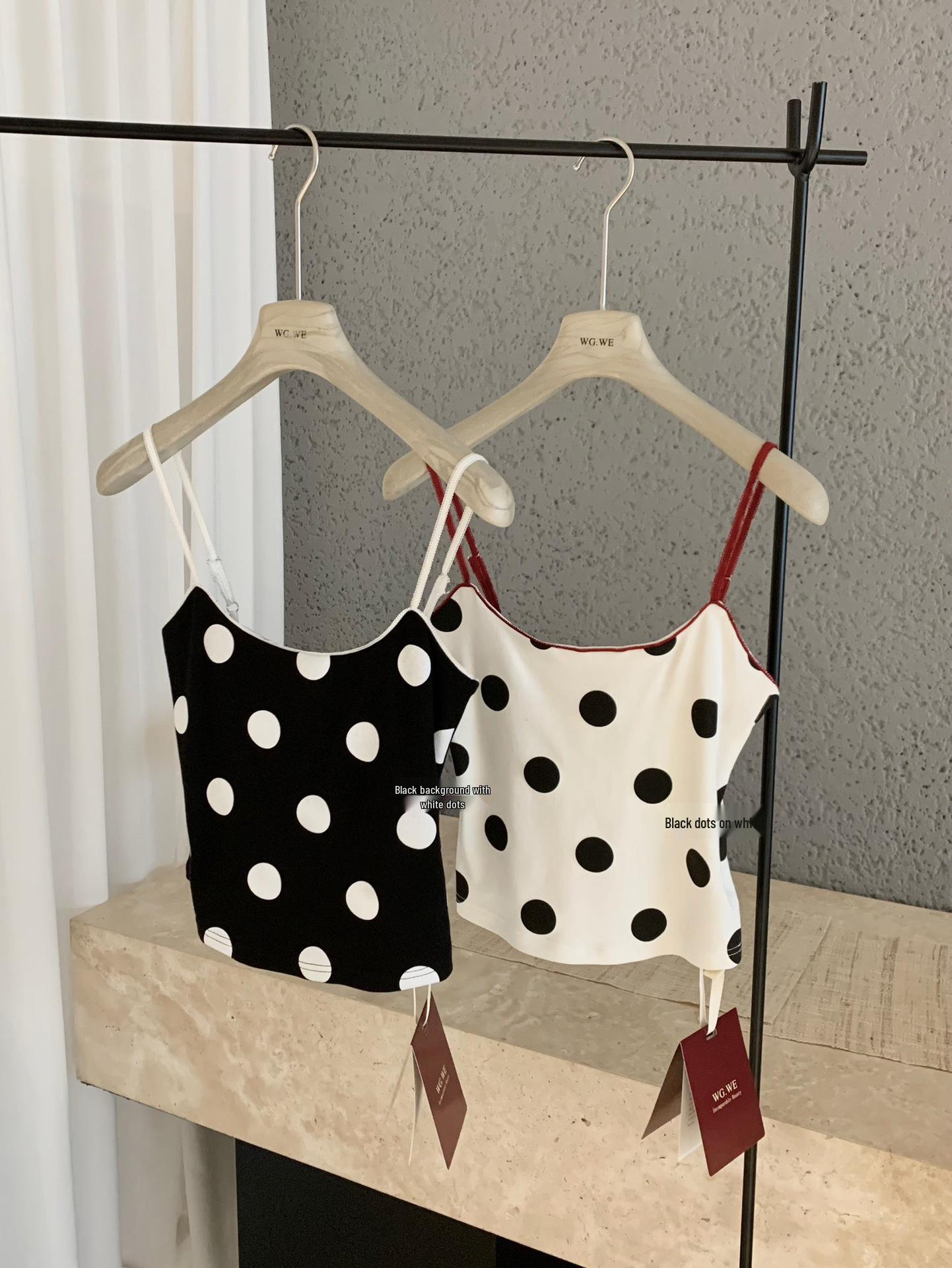 

Thirteen Hong Polka Dot Print Camisole: New Spring/Summer Trendy Cropped Blouse Medium
