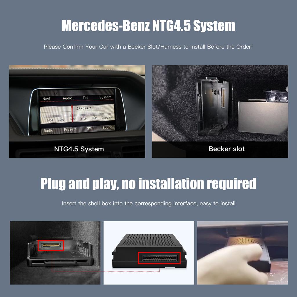 Wireless Carplay Android Auto For M-ercedes Ben-z A B C E CLA GLA GLK ML NTG4.5 System Becker Interface Module Navigation
