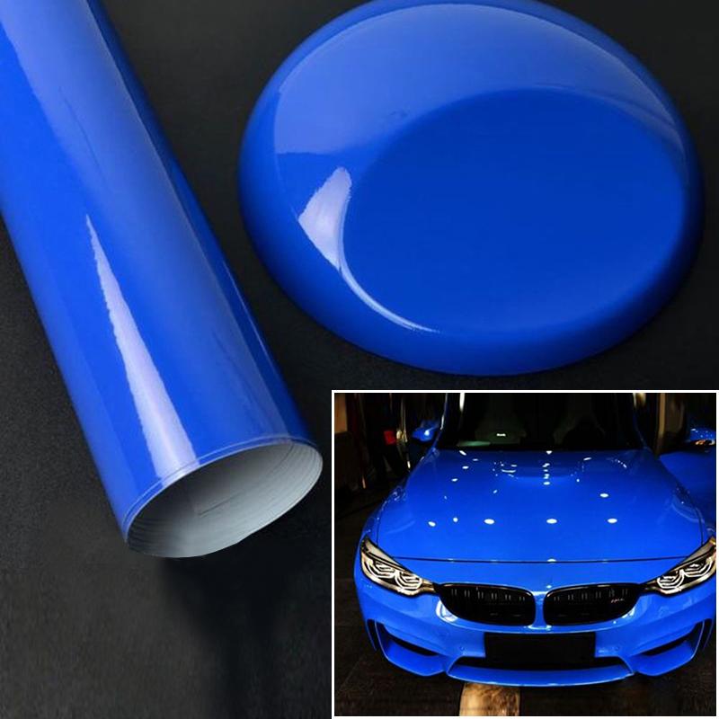 30x150cm Super Gloss Blue Car Vinyl Wrap Film Decoration Sticker Air Bubble Free