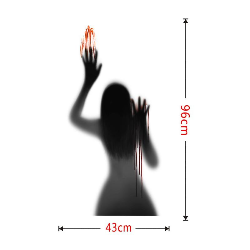 Halloween Horror Glass Window Decor Glass Sticker Horror Female Ghost Wall Stickers Self-Adhesive Party Haunted House Horror Pro
