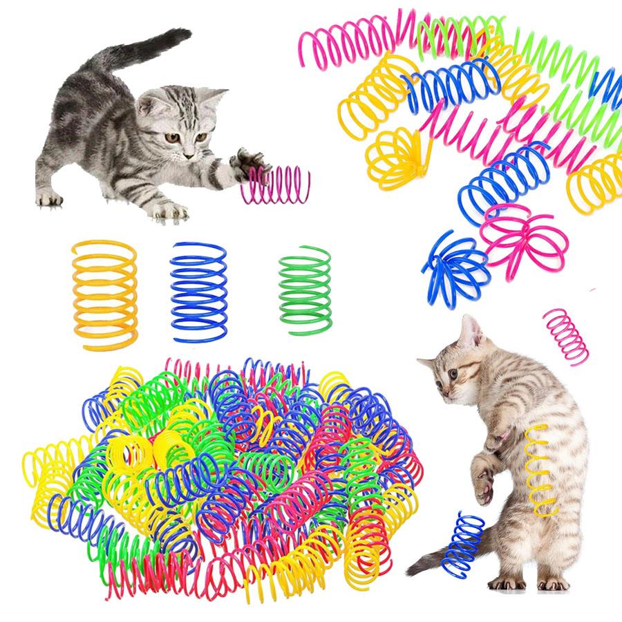 

4/48Pcs Cat Spring Toy Cat Spiral Toys Interactive for Indoor Colorful Cats Plastic Springs Coil Pets Relieve Boredom Toys 4PCS