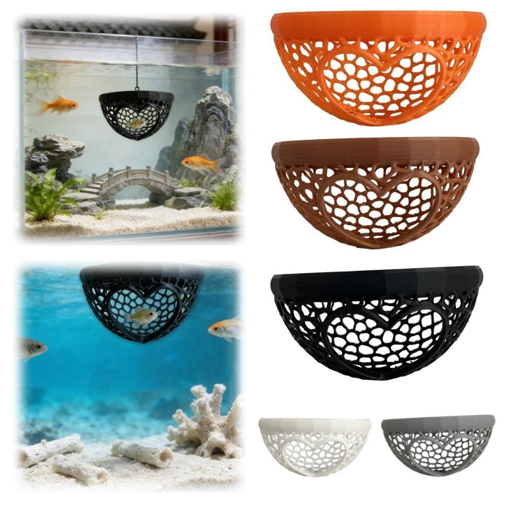 3-in-1 Aquarium Floating Cave 3D Printing Heart-shaped Hammock Feeding Ring & Resting Spot Safe Decorative Betta Cave