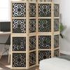 4 Piece Room Divider In Brown and Black Solid Paulownia Wood