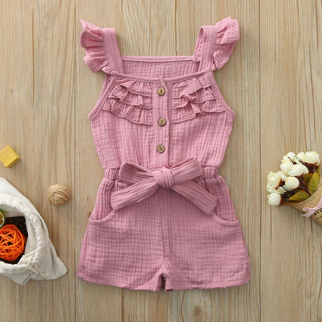 Infant Toddler Baby Kids Girl Boy Ruffle Bow Romper Jumpsuit Playsuit Outfits