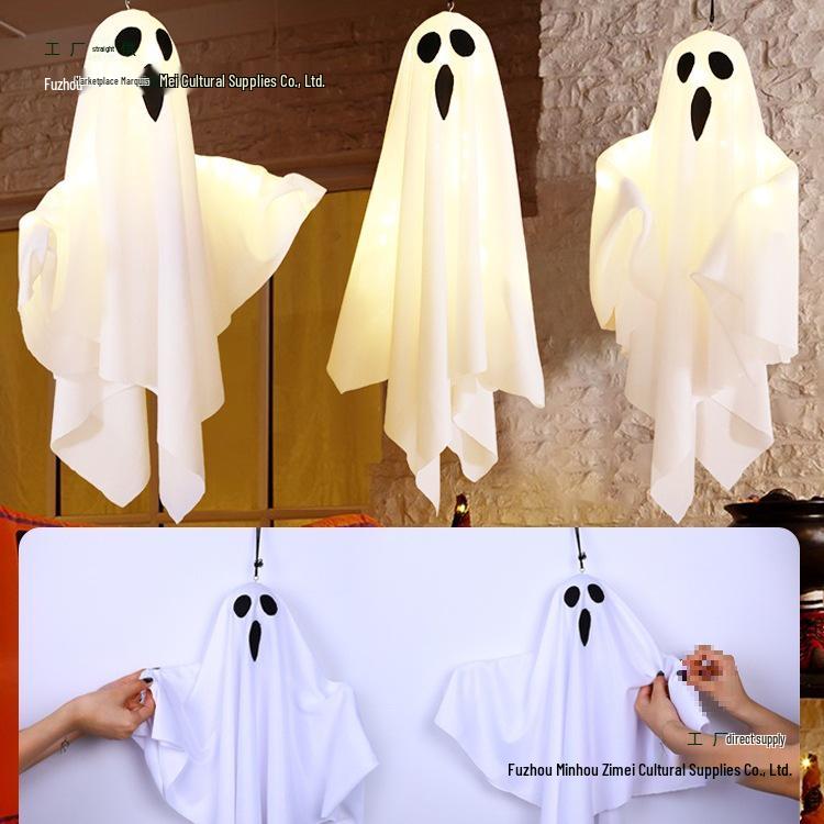Glowing Ghost Lantern Pendant for Spooky Halloween Outdoor Decoration