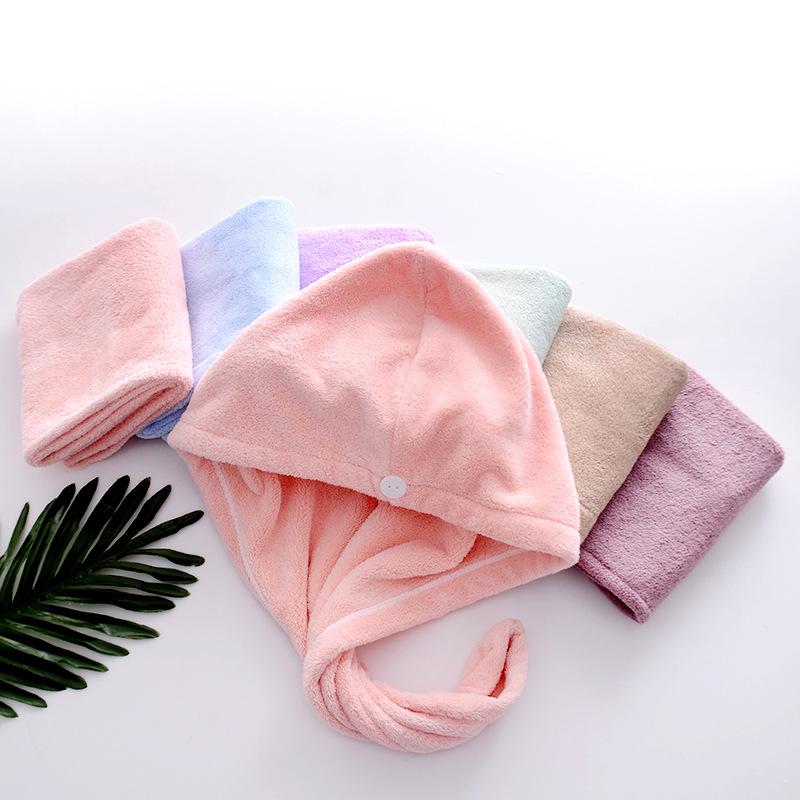 Soft Absorbent Coral Fleece Hair Towel & Cute Shower Cap Headband