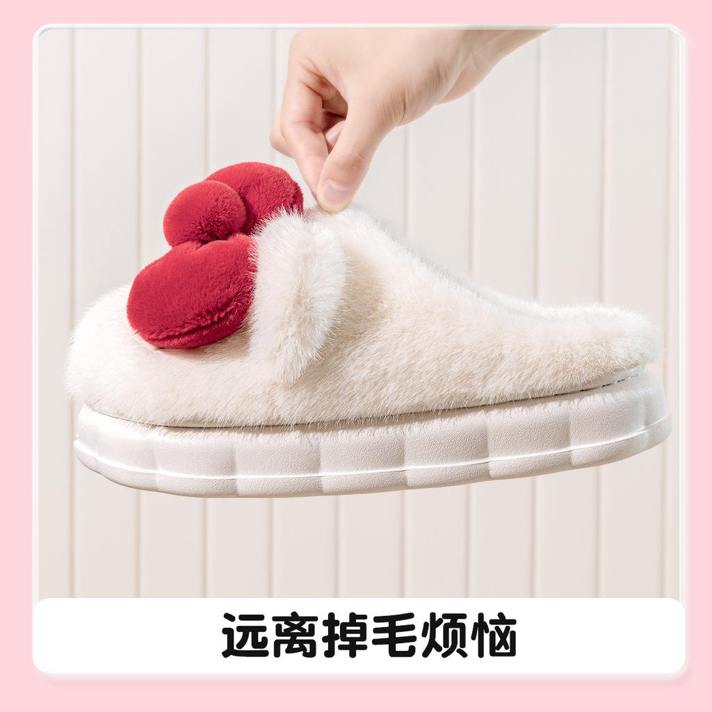 Cute plush cotton slippers winter indoor home thick bottom non-slip plush warm cotton mop