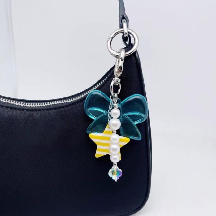 Lightweight Bowknot Charm Keychain For Handbags User Friendly Acrylic Alloy Gift For Birthdays And Special Event