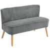 2-Seater Upholstered Sofa, Wood, Velvet-Like Polyester, Foam, 117 x 56.5 x 77 cm, Grey