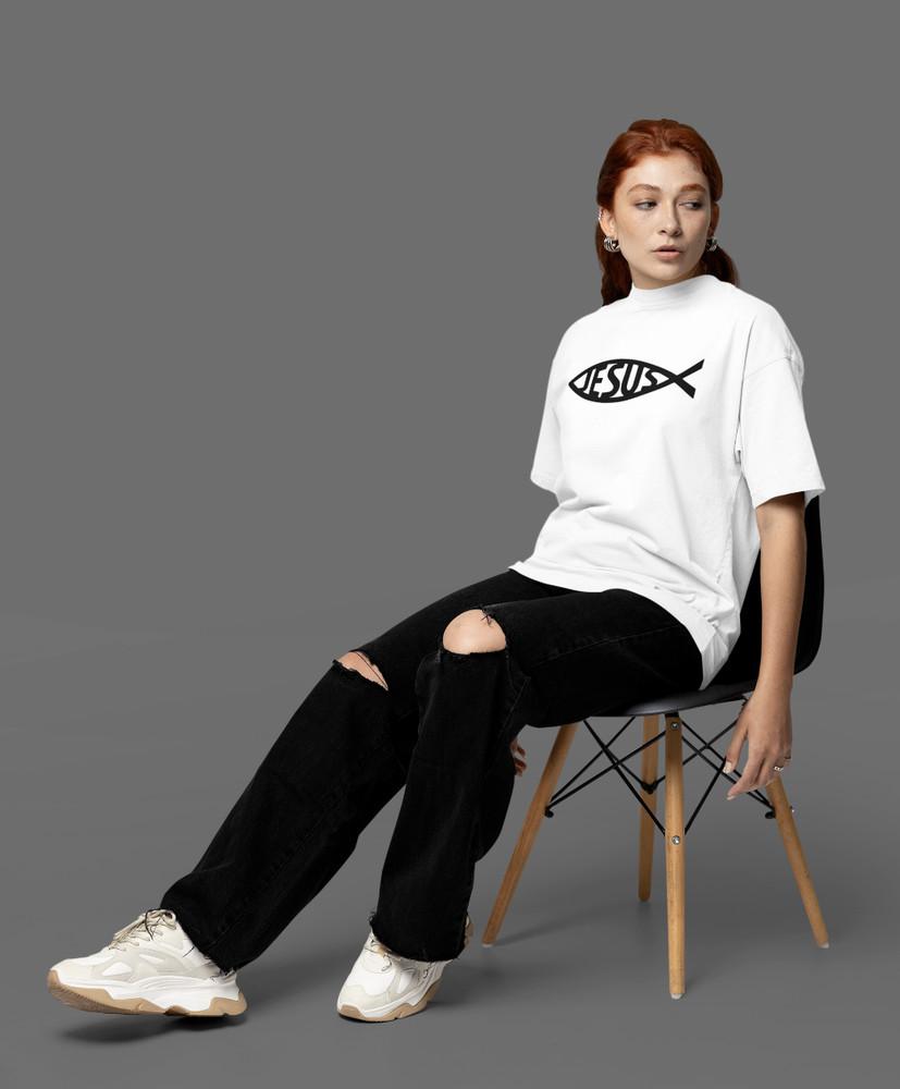 

Organic Cotton Ladies Oversized T Shirt Jesus God Bible Love Praying Church Faith L