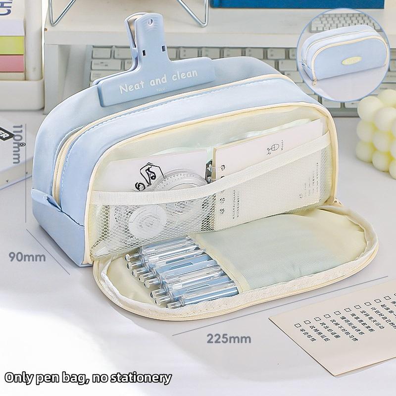 Simple Practical Large Capacity Pencil Bag Multiple Sections Storage Pencil Case School Supplies Student Stationery Gift