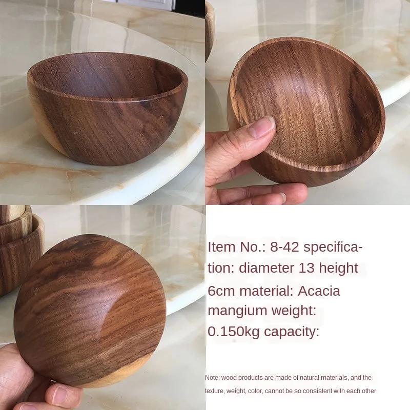 Salátová mísa z akáciového dřeva - Kruhový a kreativní design, Vyrobena z celého dřeva, Ideální pro servírování