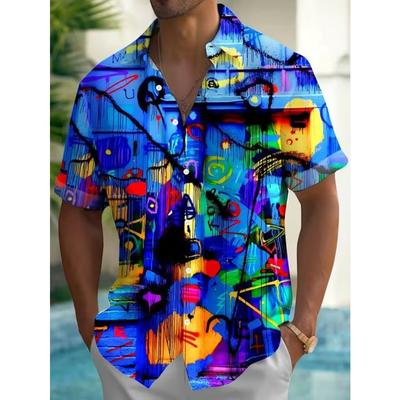 Men's Retro Pattern 3D Print Shirt Button Up Shirt Casual Shirt Summer Shirt Short Sleeve Daily Vacation Clothing