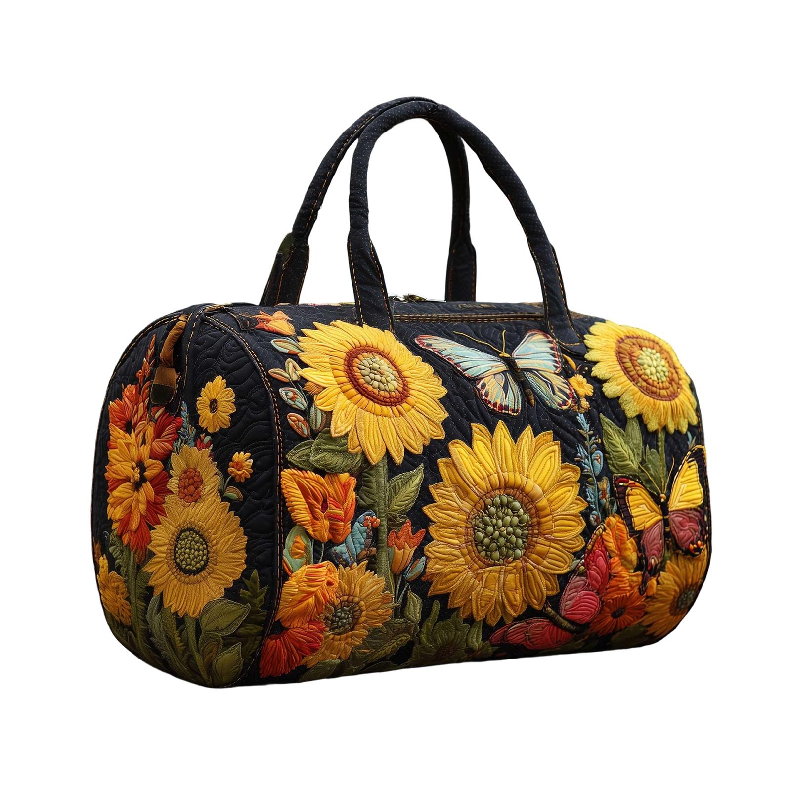 

3D Floral Series Quilted Puff Padding Travel Bag Fashion Printed Women s Yoga Bag Handbag One Size