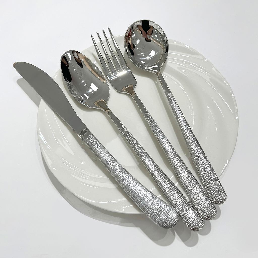 Elegant 304 stainless steel tableware home western restaurant hammer pattern high-end steak knife spoon fork