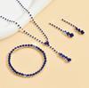 Set Earrings Necklace Bracelet Wedding Silver Blue Zircons B20