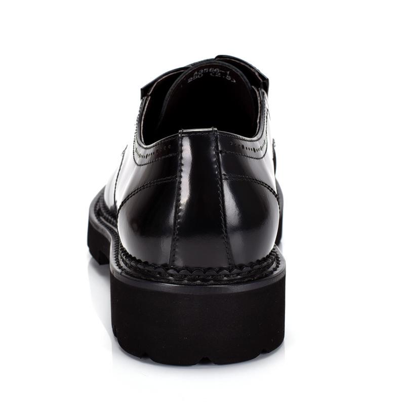 Men's British Style Patent Leather Derby Shoes - Formal Lace-up with Thick Sole & Round Toe
