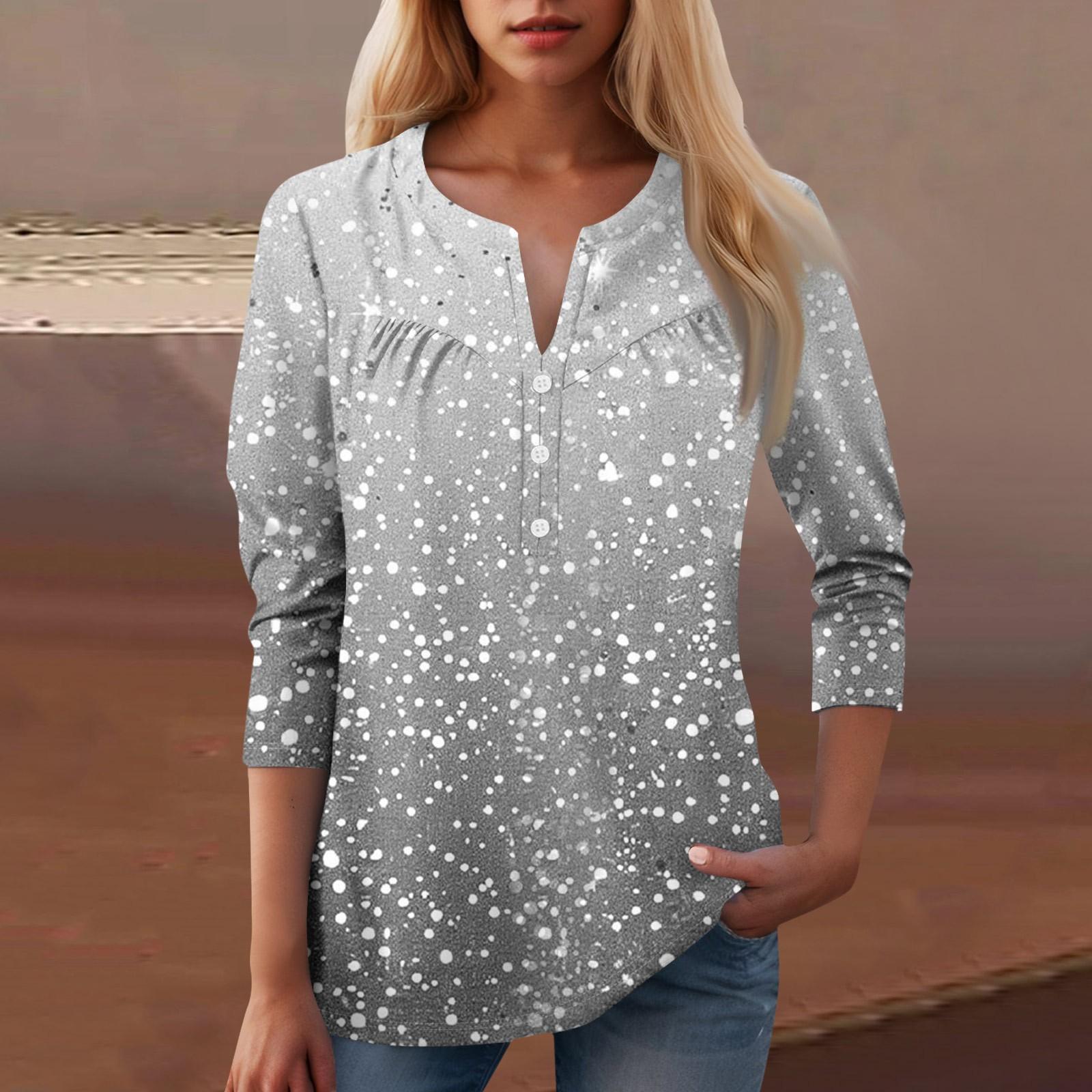 

Жіноча повсякденна футболка з V-подібним вирізом та декоративними ґудзиками з квітковим принтом XXL