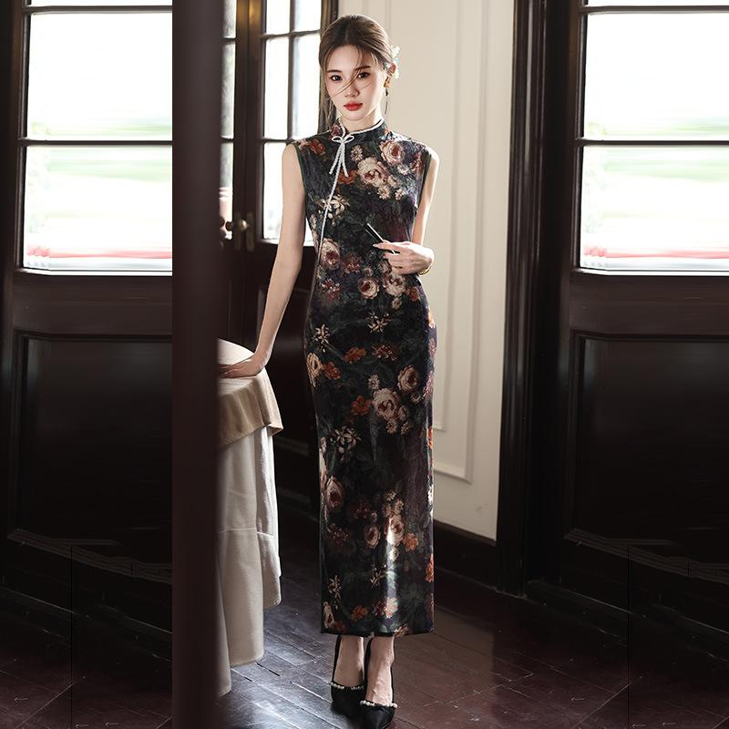 Sleeveless national style new Chinese long cheongsam improved young 1011 new women's high-end retro dress summer