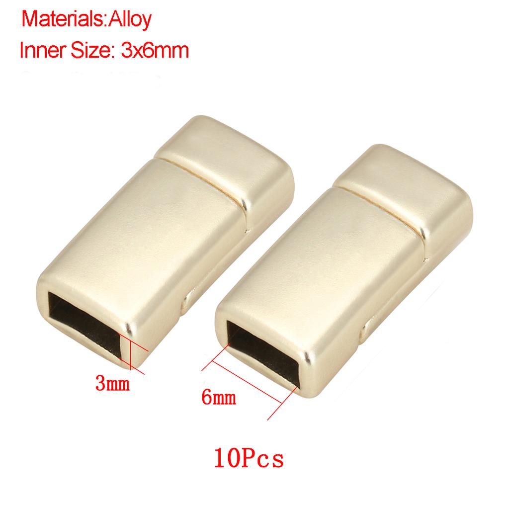 Jewelry Findings Leather Bracelet Clasp DIY Magnet Hook Rhodium Magnetic Clasp Flat Hole 15*3mm