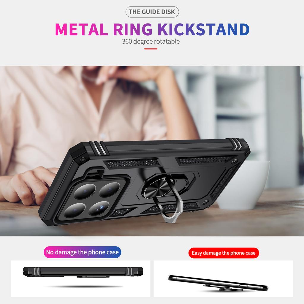 For Xiaomi 15 Pro Case PC+TPU Phone Cover with Rotary Ring Kickstand