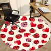1pc Ladybug Hearts Office Round Area Rug, Indoor Mat Suitable For Office, Under Office Chairs Bedroom Living Room Home Decor, Room Deco