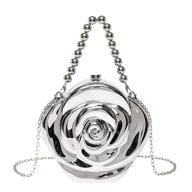 New Fashion Rose Evening Bag - European & American Stylish Box Bag with Coin & Lipstick Holder, Chain Crossbody.