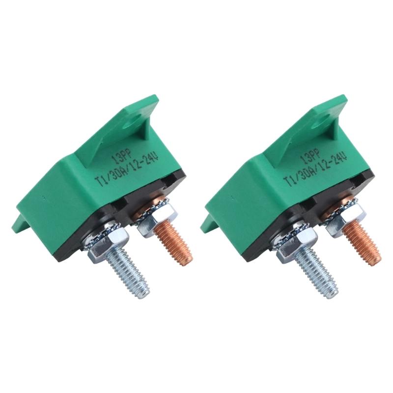 2PCS 30A Auto Resetting Circuit Breaker Red Protective Boot 6-28VDC Application Plastic Body With Fixed Wing Mounts