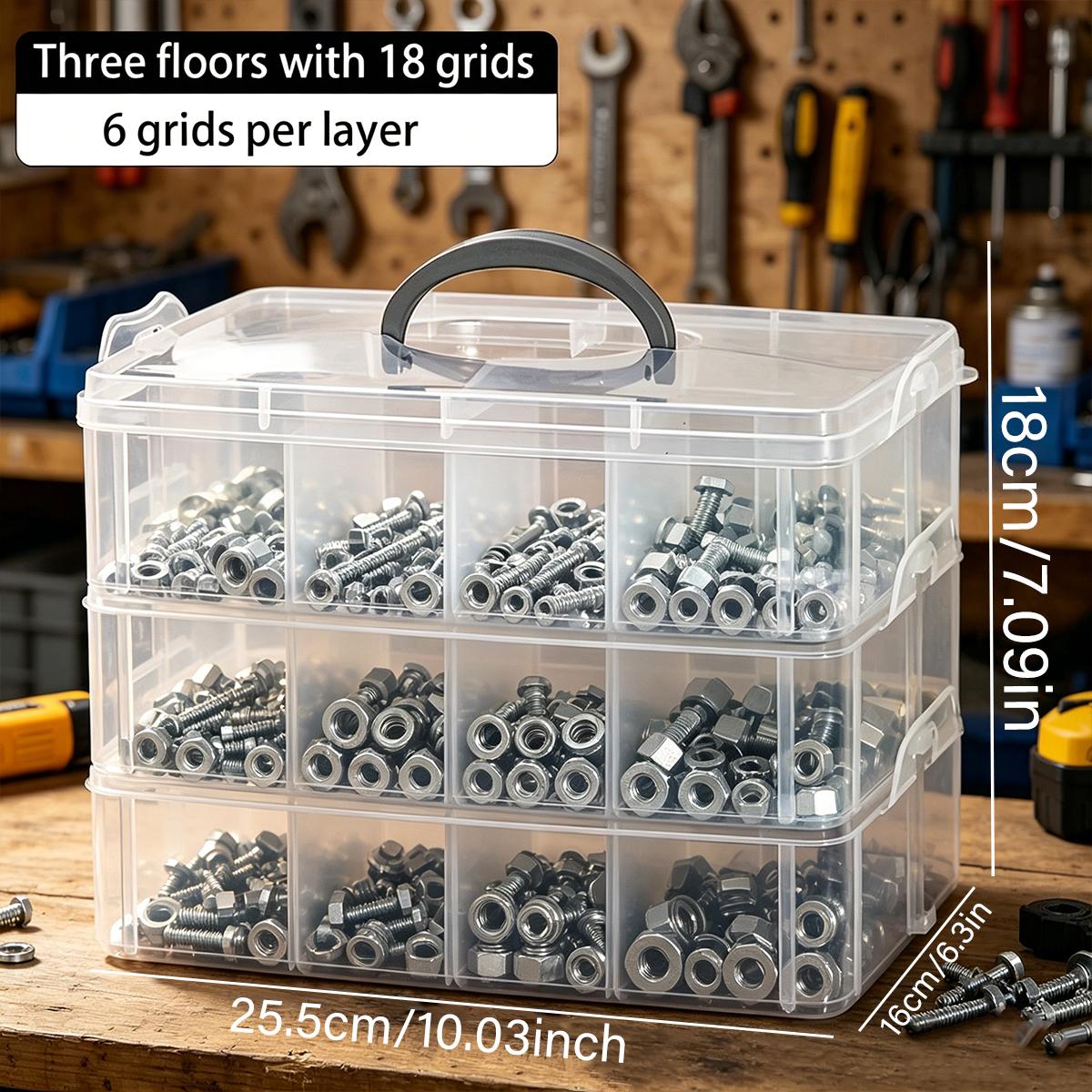 1pc rectangular screw hardware toolbox desktop three-layer 30 grid accessory classification box can store screws and nuts