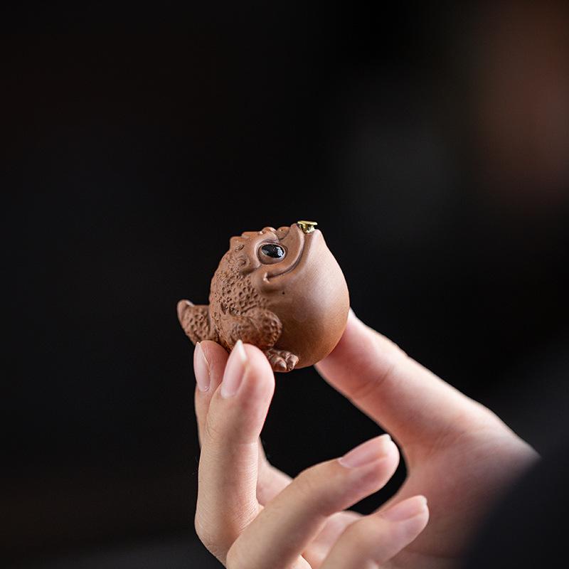 Purple Clay Golden Toad Incense Burner - Indoor Zen Tabletop Aroma Holder