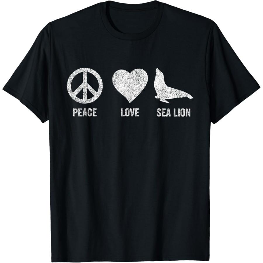 Peace Love Sea Lion Lover Funny Sea Lion Quote T-Shirt XXXXXL чёрный