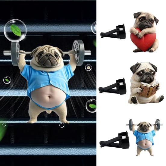 Pug Acrylic Car Vent Clip 2D Funny Air Freshener Holder Adjustable Car Fragrance Diffuser for Most Vehicle Vents