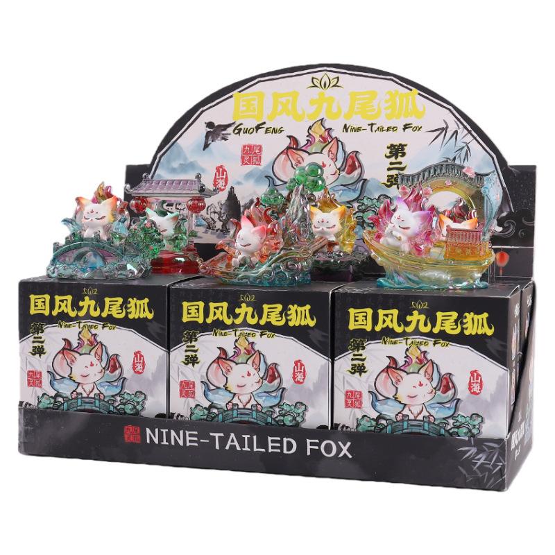 6Pcs Nine-Tailed Fox Blind Box Series 2 Ancient Chinese Style Figures Toy Desktop Ornament Home Decor Collectors Toys
