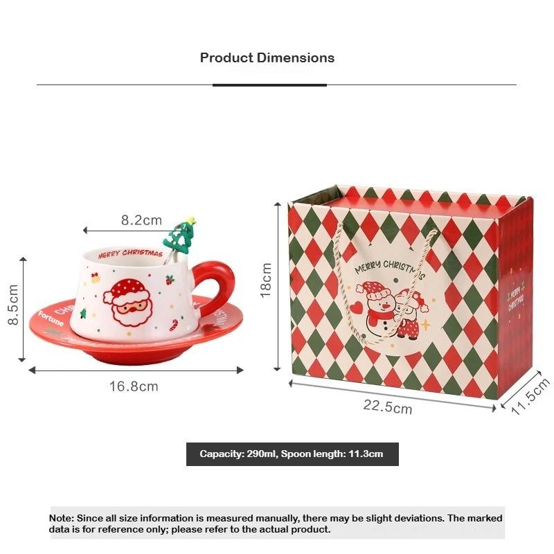 2026 Christmas Ceramic Coffee Cup and Dish Set Household Holiday Mugs Cups & Saucers Ceramic Birthday Gift Box Christmas Gifts