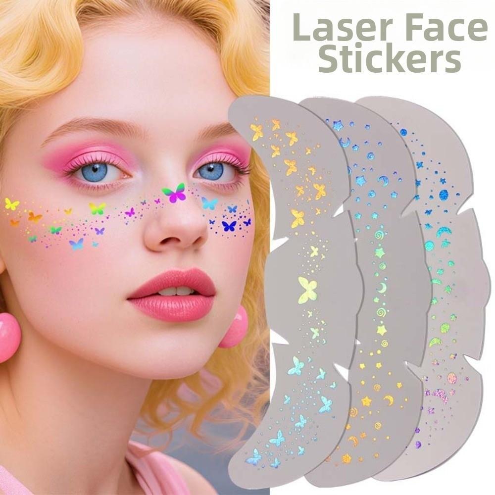 DIY Face Temporary Tattoo Fish Scale Moon Star Face Tattoo Sticker  Women