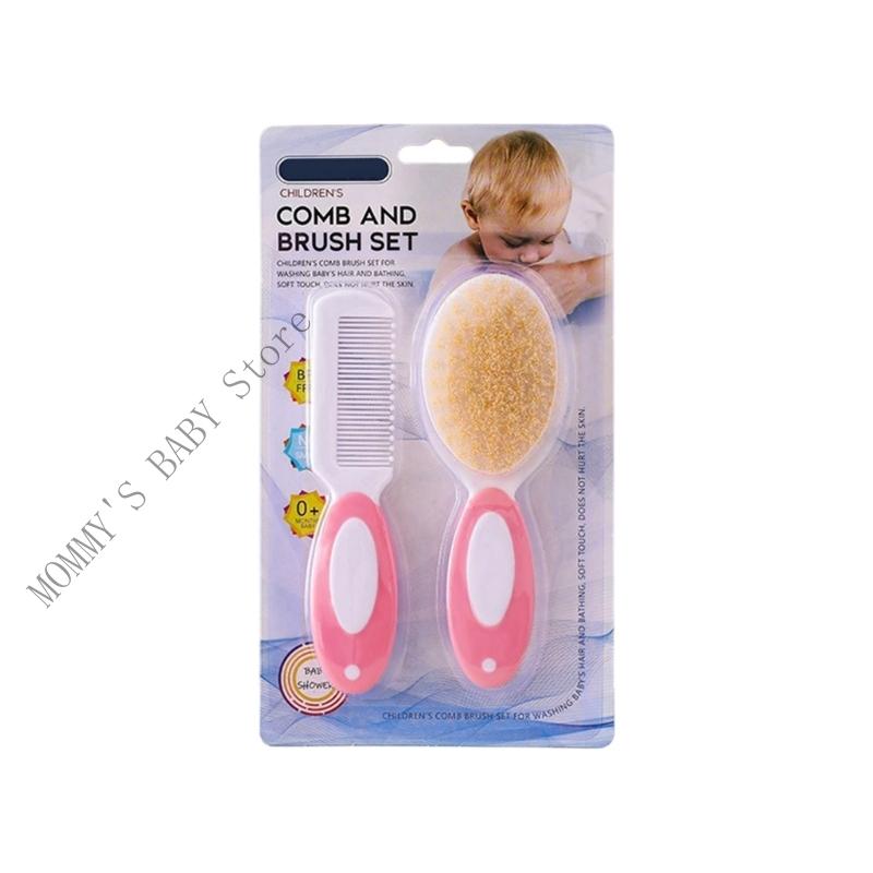 2Pcs Infant Bathing Brush Set Baby Showering Tool Includes Soft Hair Comb & Bath Brush for Sensitive Skin Care