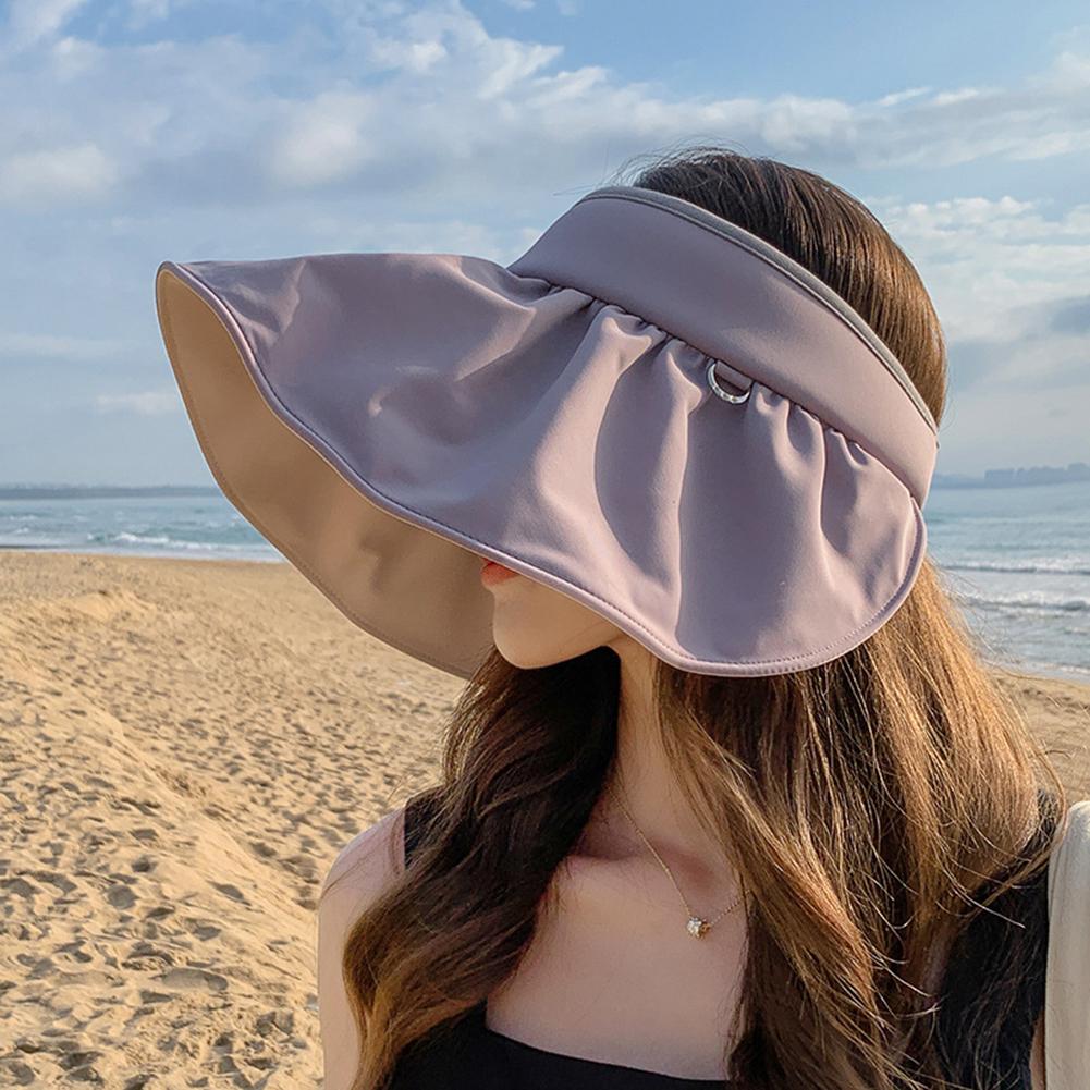Women Summer Sunhat Wide Brim Anti-uv Sun Protection Hat Empty Top Sun Visor Cap For Cycling Fishing Shopping