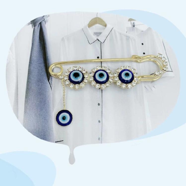 Multi Purpose Devil Eye Safety Pin For Hijab Scarf Coat Decoration Fashion Jewelry Elegant Lapel Pin Accessory