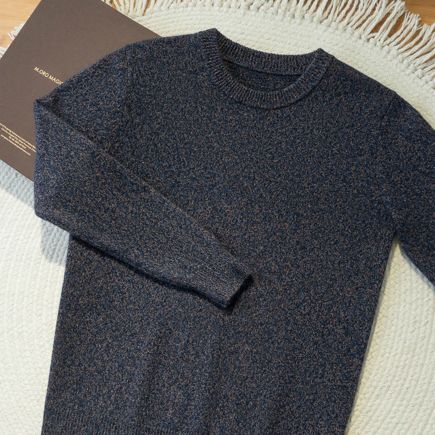 Men s Thickened Cashmere Sweater, 7-Gauge Knit, Round Neck, Plain, Autumn-Winter Base Layer. S