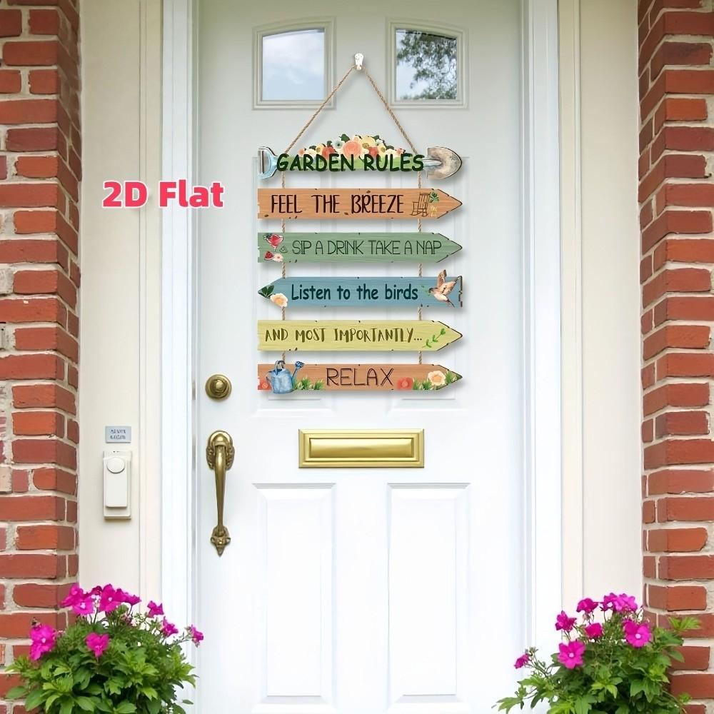 Wood Garden Hanging Sign Wall Decor Plaque Rustic Style Hanging Wall Plaque  Porch Decor