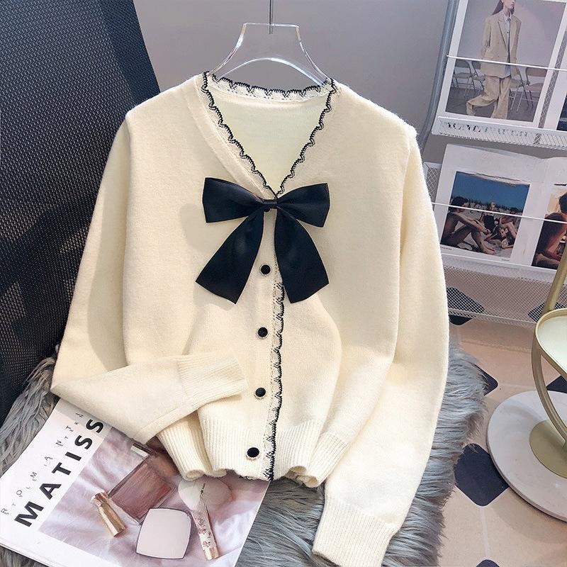 Coat Women Autumn Winter Long Sleeve Top Thick Fashion Lace Knit Sweater Cardigan